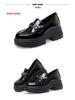 2023 Damen Loafer mit dicker Sohle: Weiches Leder, Klobige Absätze, Britischer Stil, Frühling/Herbst, Weiß