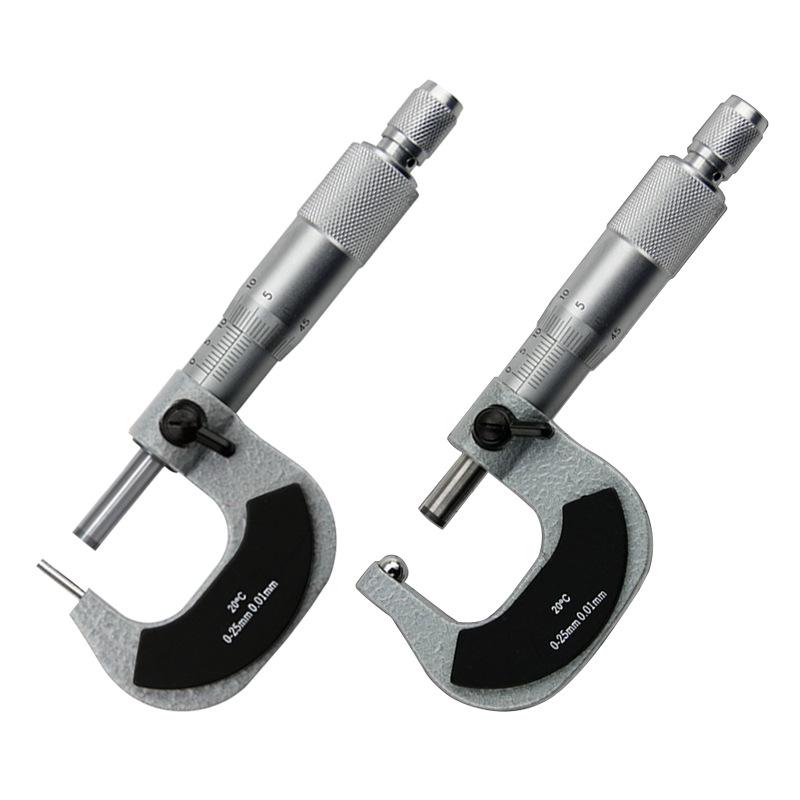 Guanglu Spherical Head Tube Wall Thickness Micrometer 0-25mm, 0.01mm Precision, Double Spherical Head.