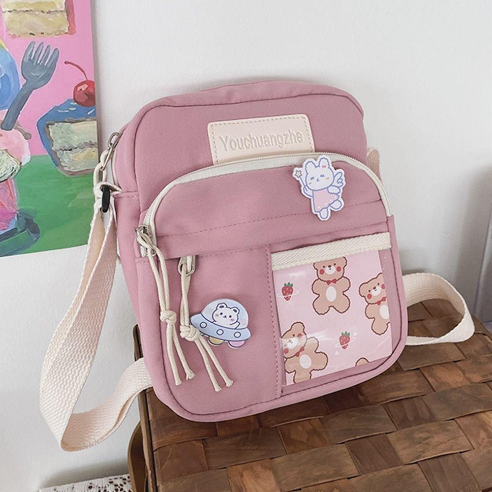 Girls Vintage Cute Shopping Bags Soft Nylon Crossbody Bag Shoulder Messenger Bag