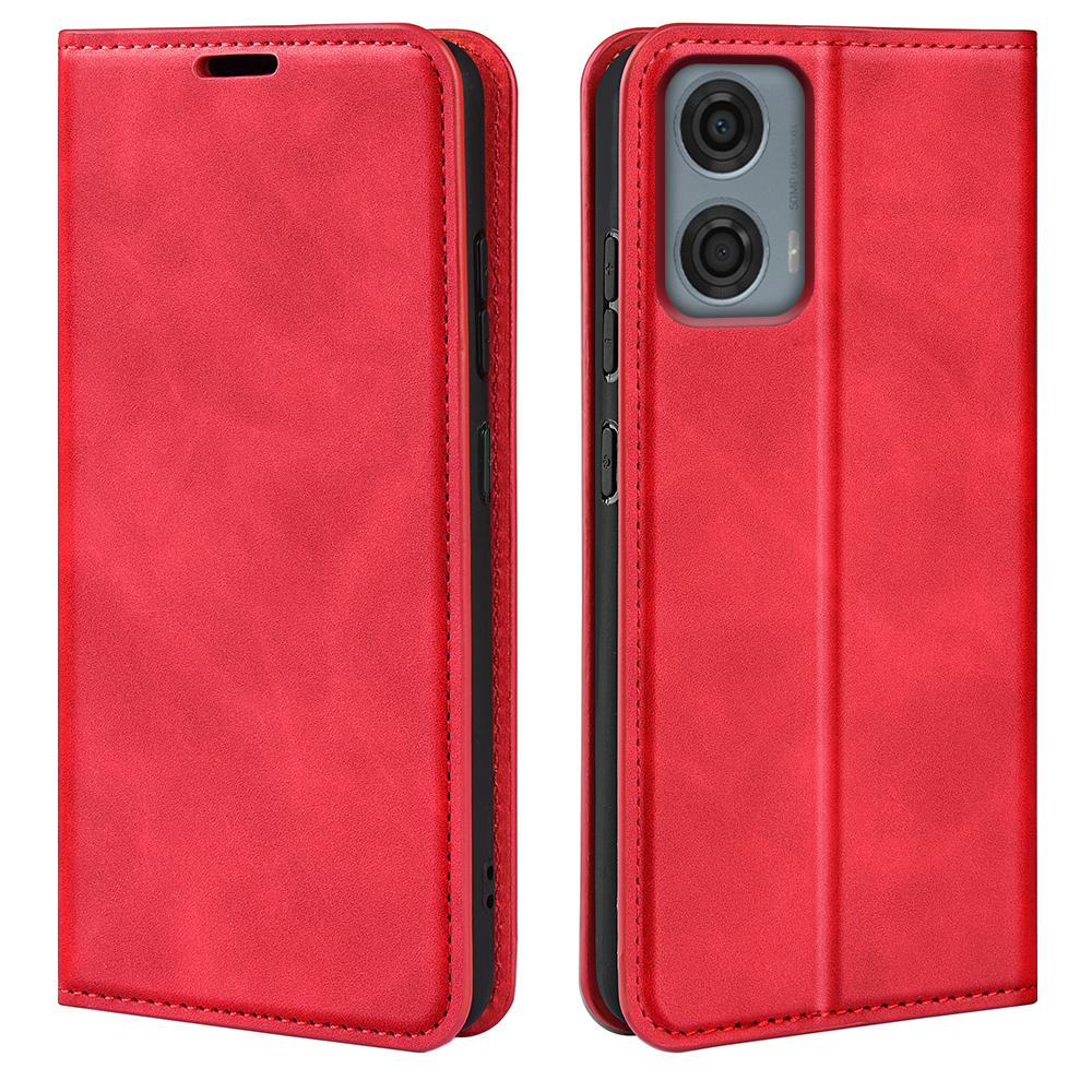 

For Motorola Moto G24 Power Protective Case Skin-Touch Leather Wallet Phone Cover Red