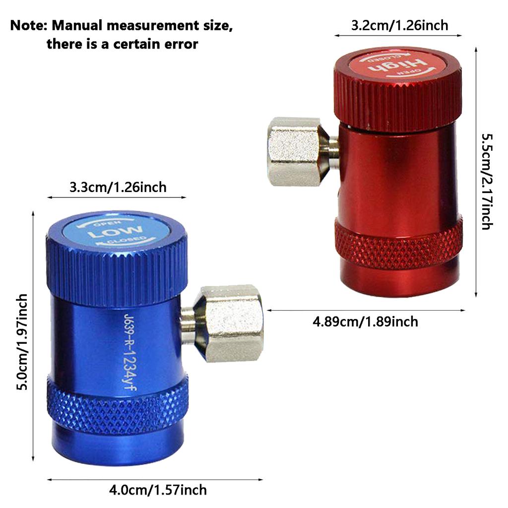 R1234yf Quick Connector Adapter Auto AC High/Low Side R1234yf Quick Couplers Refrigerant Adapters Conversion Kit 2Pcs