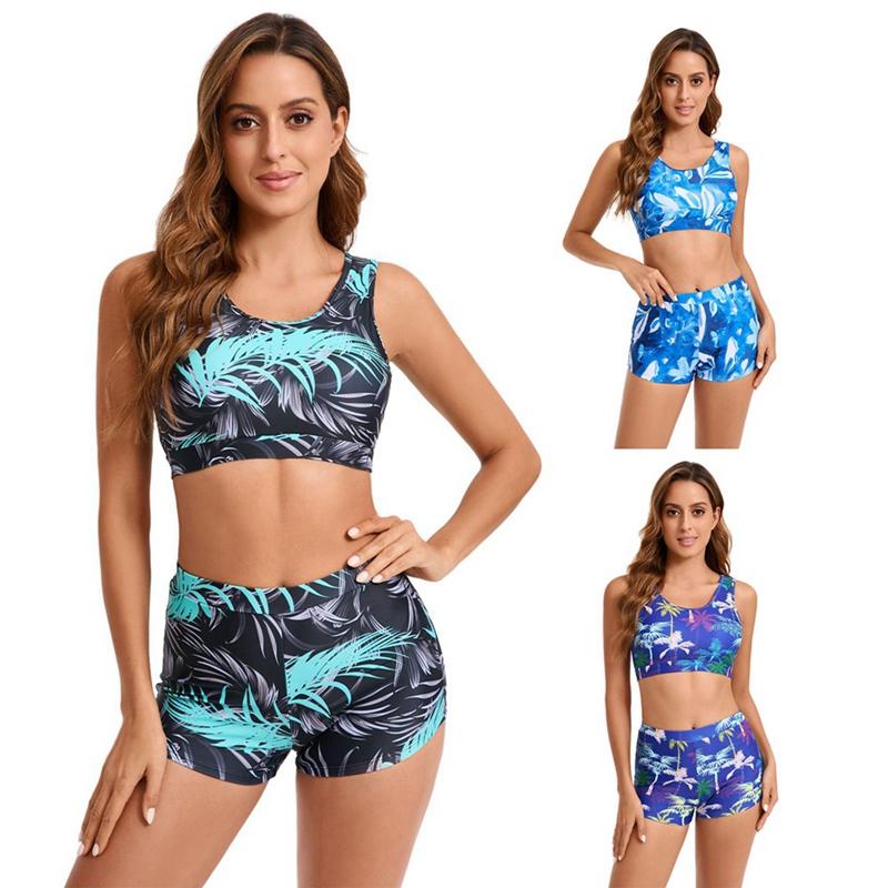 

Women Summer Swimsuit Sports Vest Bra and Shorts Swimwear M