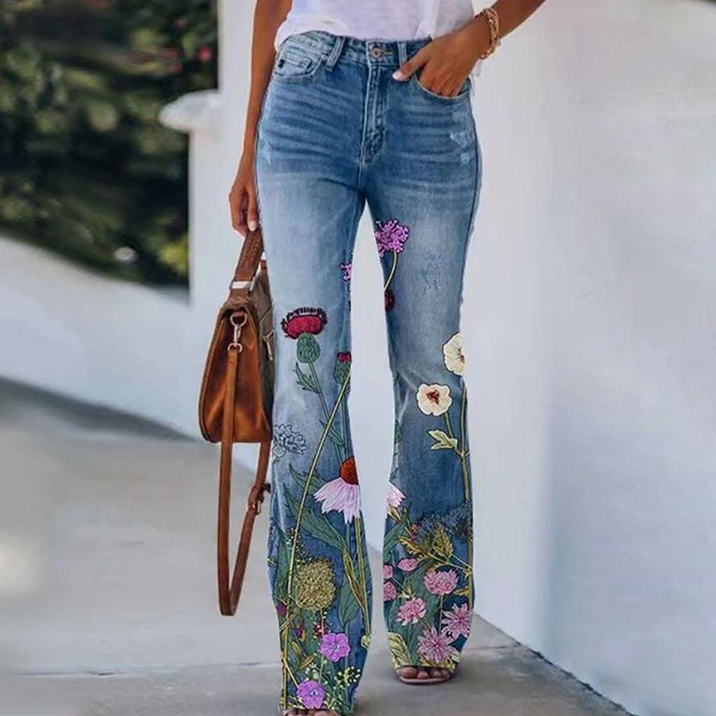 Ladies Casual Wide Leg Pants Straight Leg Pants Beltless High Waist Pants