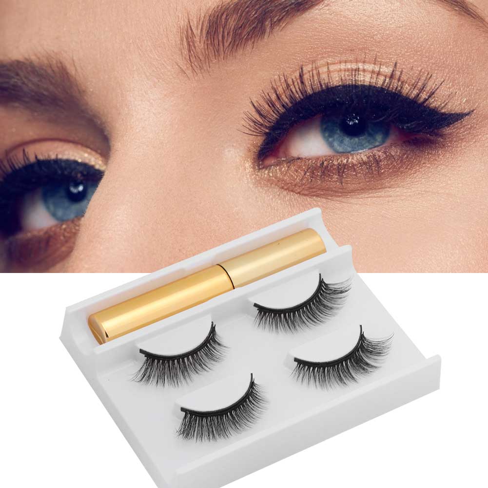 2 Pairs of 5 Magnet False Eyelash Set Magnetic Liquid Eyeliner Waterproof Lasting Eyelash