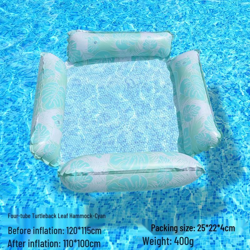 Tumbona Flotante Inflable Plegable Transfronteriza con Respaldo y Malla