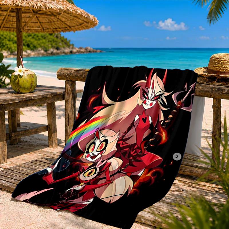Vibrant Devilish Hazbin Beach Towel Microfiber Beach Towel, Lightweight and Quick-Dry, for Summer Travel, Swimming Pool Fan Birthday Gift