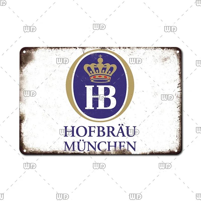 Vintage Wall Plaque Sign Decor Germany Paulaner Beer Tin Sign Decoration Plate Bar Cafe Man Cave Metal Poster Board Art Painting