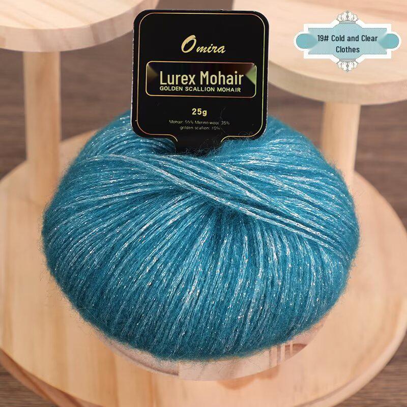 Gold Lurex Mohair Silk Yarn 25g for Knitting Scarves, Gloves, Hats, and Shawls