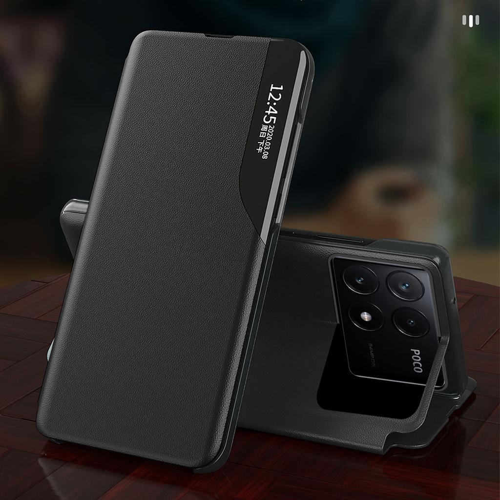 For Xiaomi Poco F6 Pro 5G/Redmi K70 5G/K70 Pro 5G Leather Case Stand Phone Cover with View Window