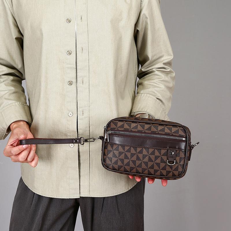 Neformální obchodní taška přes rameno pro muže PU kožená taška přes rameno Malé kabelky crossbody Square kostkované designové pánské kabelky na popruh