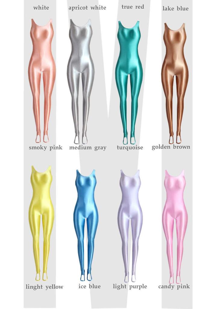 Shiny Oil-Gloss High-Elastic Full Body Shaping Leotard - Plus Size Silky Smooth Tight-Fit Yoga Fitness Wear