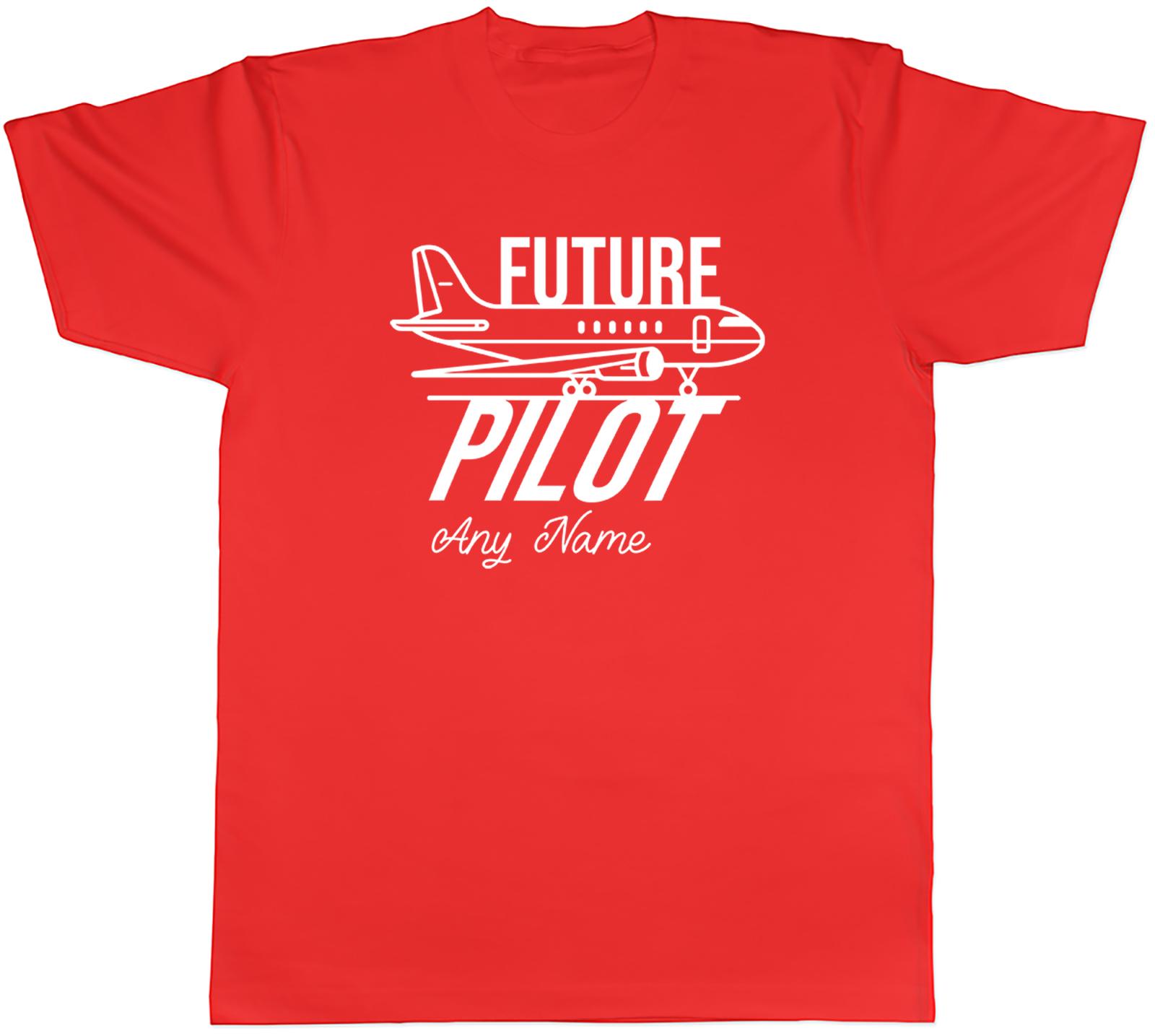 Personalised Future Pilot Any Name Airplane Unisexs TShirt Tee Gift Top S