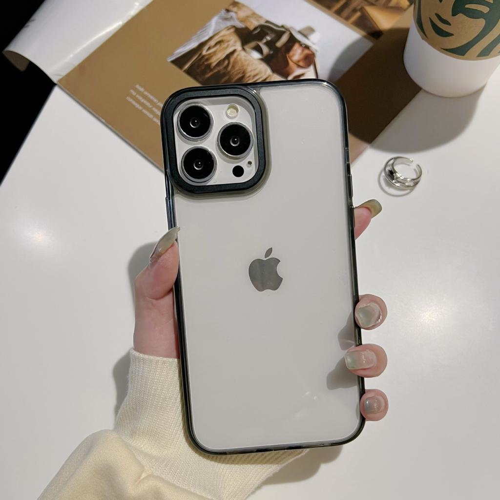Applicable To Apple 15/14Promax High-transparency Flat Acrylic Metal Lens Frame Apple 15Pro Mobile Phone Case