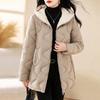 Giacca da donna invernale con cappuccio e colletto in pelliccia, parka imbottito spesso e caldo, cappotto