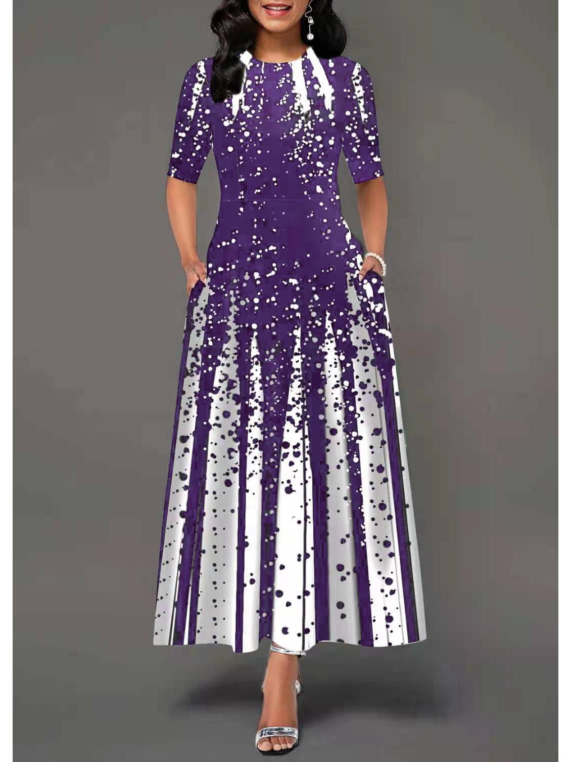 

Весняно-літня повсякденна мода, міді-сукня з коротким рукавом та принтом 2XL