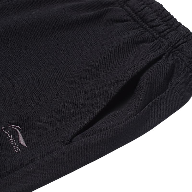Li Ning Sports Lifestyle Serie Einfarbig Mittelhoch Bequem Atmungsaktiv Bündchen Strick Sporthose Damen Unterteile Schwarz AKLT186-2