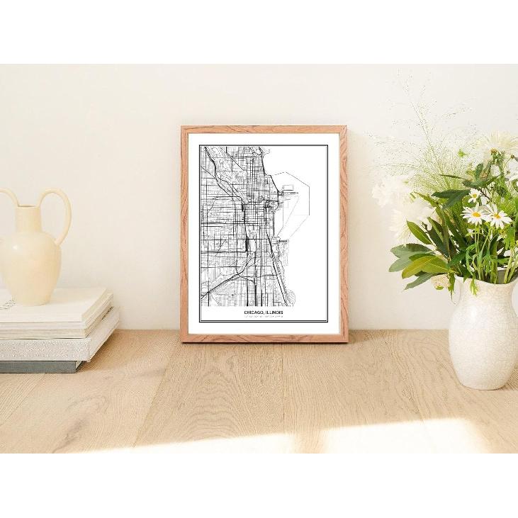 Susie Arts 11X14 Unframed Chicago Illinois Wall Art Metropolitan City View Abstract Street Map Art Print Poster Wall Decor Home Office sdm001