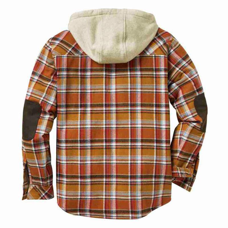 Herbst und Winter Karomuster Kapuzenhemdjacke, Fleece verdickte Jacke