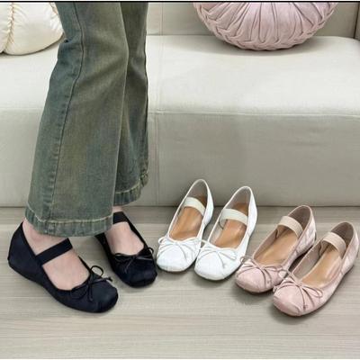 Small Inner Height Increase Single Shoes New Spring, Summer and Autumn Ballet Shoes Square Head Light Mouth Pink Mary Jane Shoes