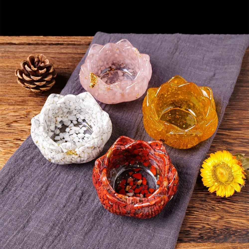 Lotus Shape Crystal Incense Holder Creative Jewelry Storage Container  Crystal Storage