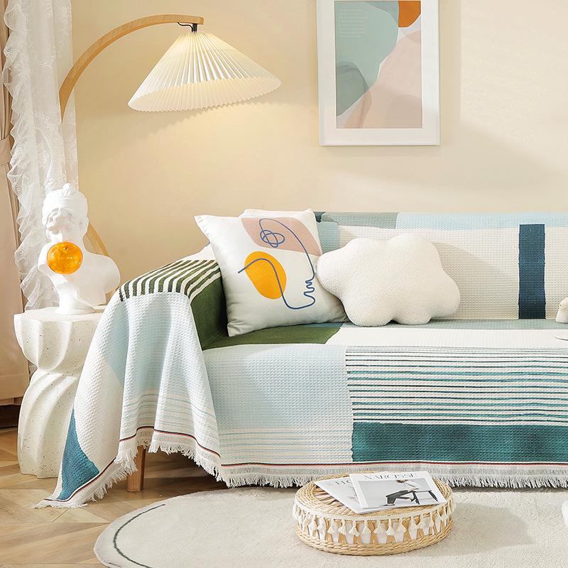 Capa de Sofá e Almofada Antiderrapante Estilo Boêmio - Uso Durante Todo o Ano