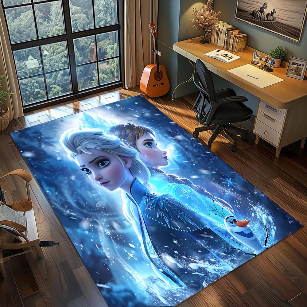 The Snow Sisters: Elsa and Anna Rug Carpet Large Area Rug Non Slip Washable Floor Mat Gamer Room Bedroom Home Decor