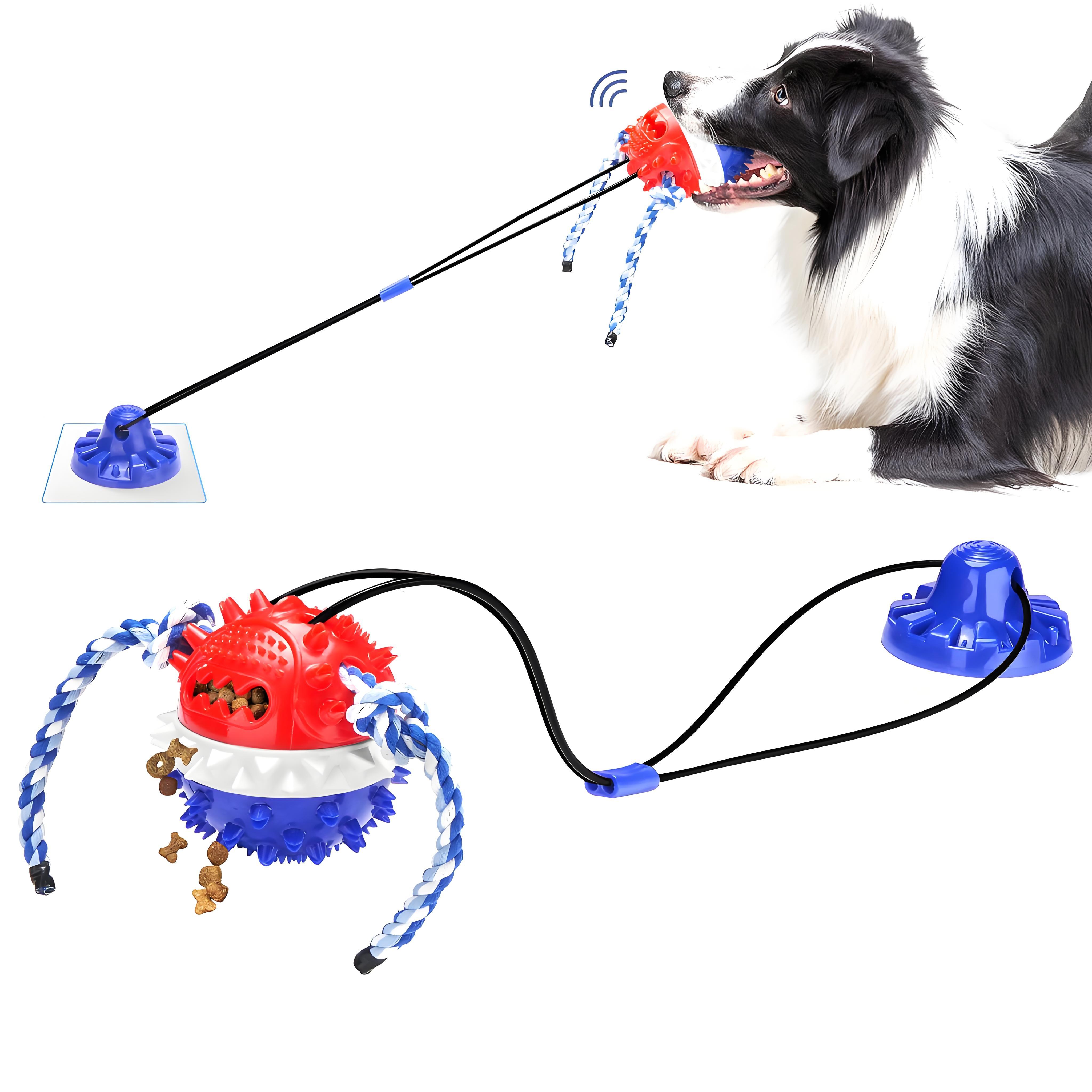 

Heavy-Duty Suction Cup Tug Toy for Aggressive Chewers | Near-Indestructible Treat Dispensing Ball синий
