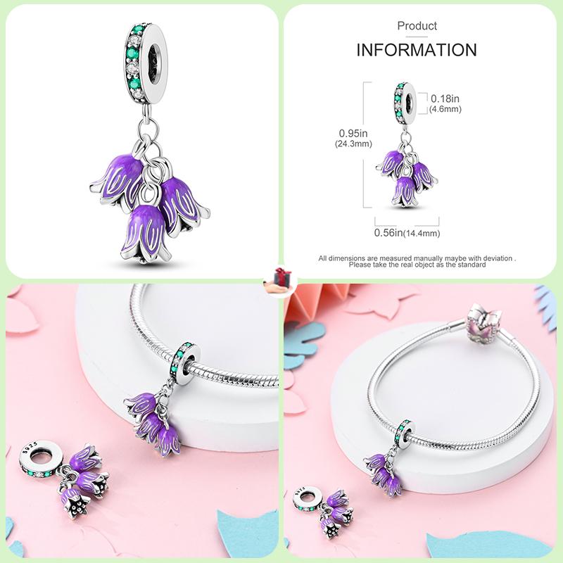 New Copper Fashion Spring Carnation Flower Parrot Charm Bead Suitable For 3Mm Bracelet Diy Fine Jewelry Gift Making