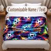 Soccer Theme Soft Blanket Personalized Custom Name Text Print Warm Blanket Home Sofa Bedroom Decor
