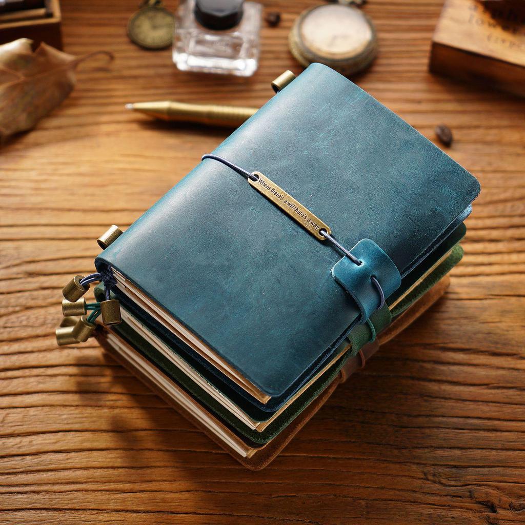 Cuaderno de Cuero Genuino TN Vintage - Diario y Bloc de Notas de Cuero Vacuno Crazy Horse Hecho a Mano En Stock