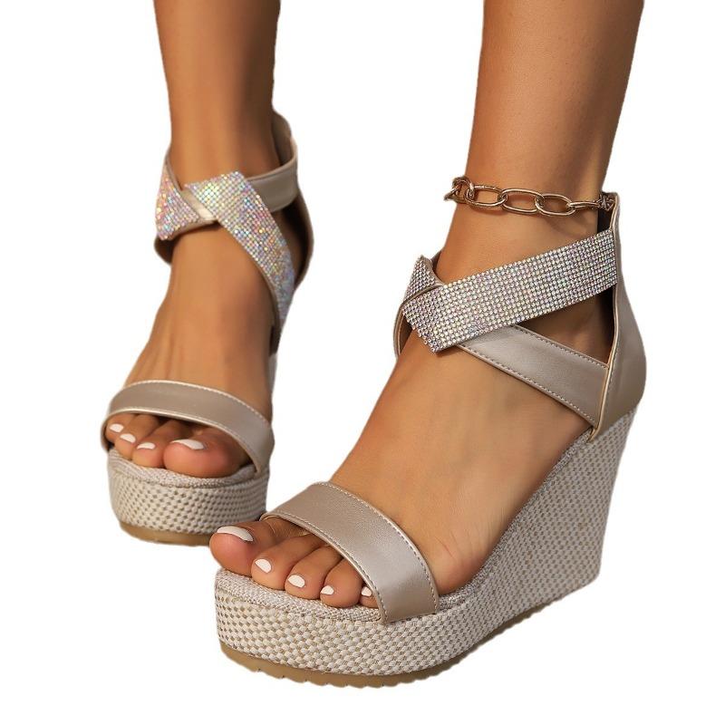 Summer Thick-soled Flip-flops with A Single Strap and High Heels