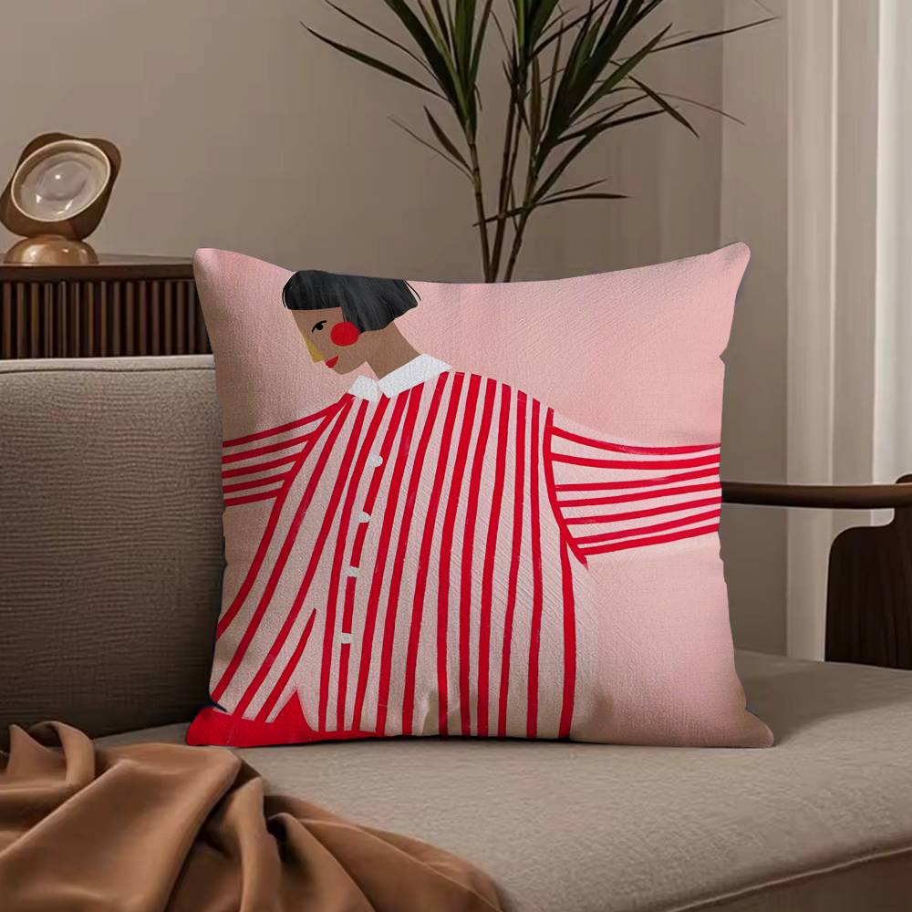 A-Abstract Figure Lines Girl Sofia Pillow Case Null