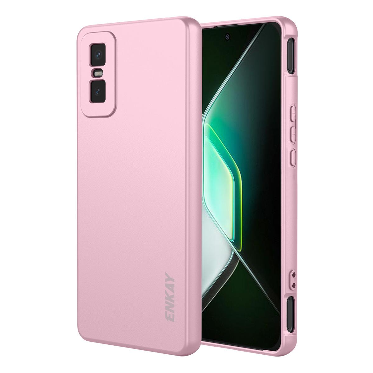 

For Infinix GT 30 Pro 5G Silicone Case ENKAY HAT PRINCE Straight Edge Cell Phone Back Cover Pink
