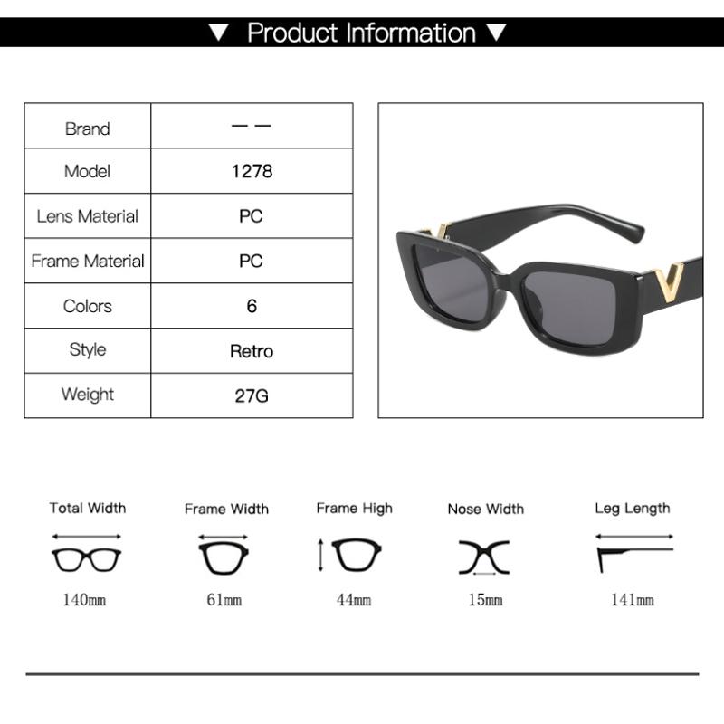 New Sunglasses Metal V Square Fashion Sunglasses Lady Retro Street Po Candy Colored Glasses Ins