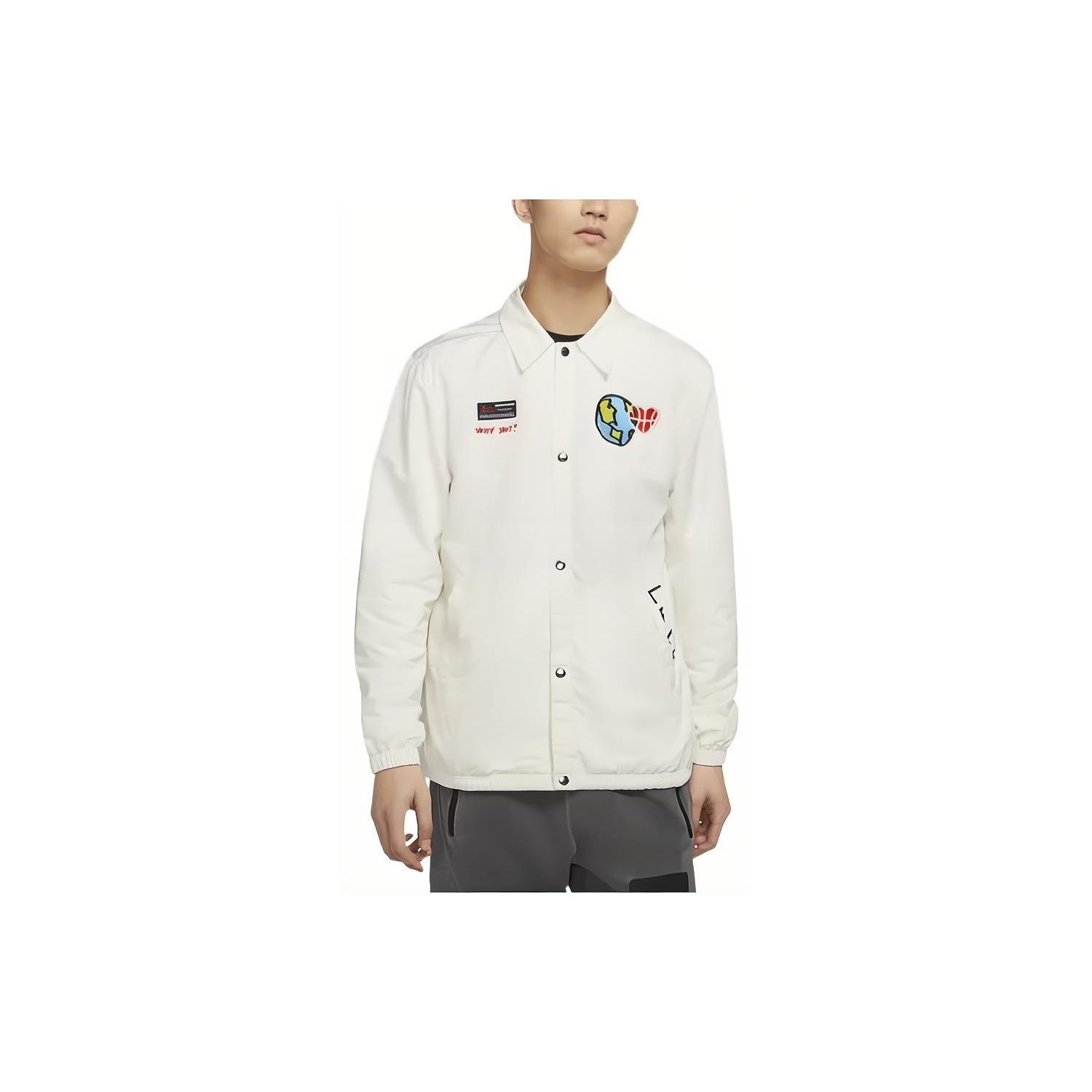 

Однобортный пиджак с длинными рукавами и вышивкой Jordan из мультфильма «Алфавит и земля» Мужская верхняя одежда Белый CW4268-100 M