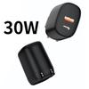 Portable 30W Power Delivery Quick Charging QC3.0 Charging Adapter, Double Port Type C+USB Wall Charger Small Designing