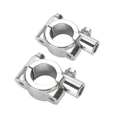 HANSWD Universal Motorcycle Handlebar Mirror Mount 10mm 7/8" Inch Aluminum Clamp (Chrome)