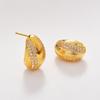 Korean Light Luxury Zircon Stud Earrings Textured Striped Teardrop Earrings Gold Plated Commute Jewelry for Women