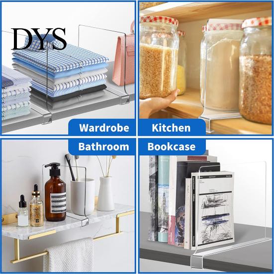 High-quality Shelf Partition Closet Divider Clear Plastic No Punching Design Separator for Plate Clothes Purses Multifunctional Cabinet Board