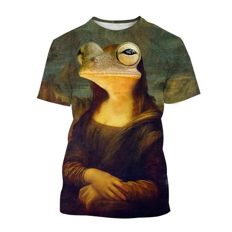 3D Printed Cute Frog T Shirt for Men Cartoon Animal Pattern Tees Summer Casual Loose Round Neck T-Shirts Unisex Street Tops