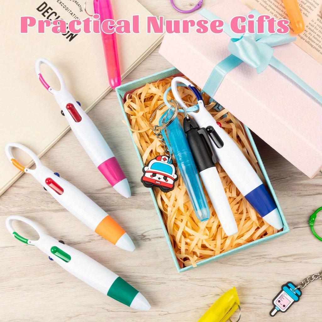 Mini Textmarker Krankenschwesternstifte für Ausweisrolle Stift enthalten 1 Textmarker mit Spitze, 1 Permanentmarker und 1 Kugelschreiber mit Einzug mit 1 Krankenschwester-Schlüsselanhänger