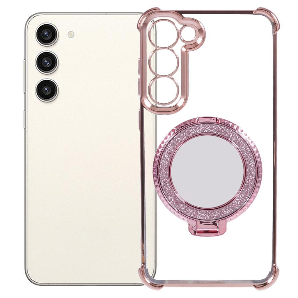 Pour Samsung Galaxy S23 Étui Miroir Béquille Housse de Téléphone TPU Motif Cœur sur le Côté