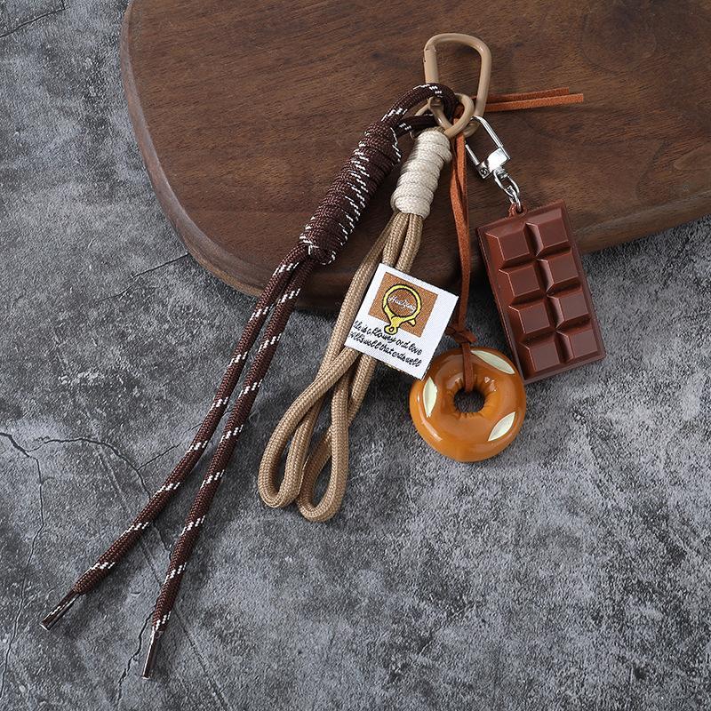 Cute Cartoon Food Shaped Keychain With Braided Rope And Sturdy Carabiner Perfect For Backpack Decor Daily Use