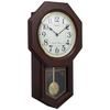 Clock Wall Clock Analog Chime & Strike Decorative Pendulum Octagonal Tail Long Wood Frame Dark Brown Wood RQ325B 53.4x32.5x10.1cm