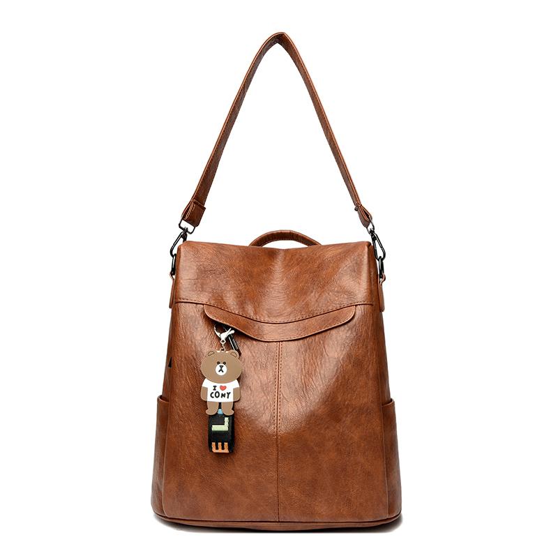 Rucsac mic de damă, de mare capacitate, cu mai multe straturi, din piele moale