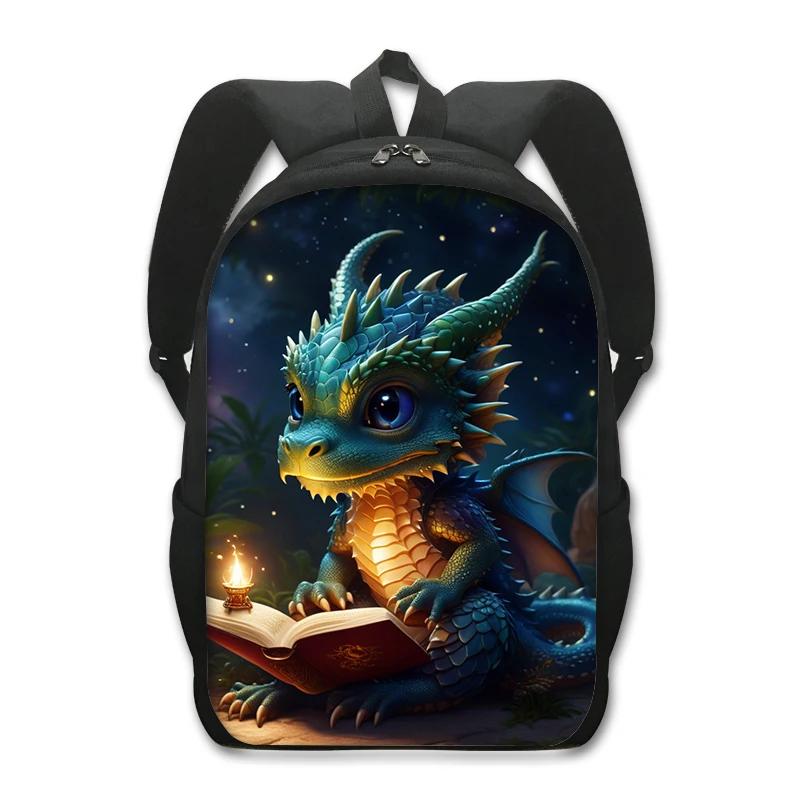 Fantasy Magic Dragon Print Backpack Cartoon Dragon Baby Student Schoolbags Women Men Laptop Rucksack Outdoor Travel Daypack