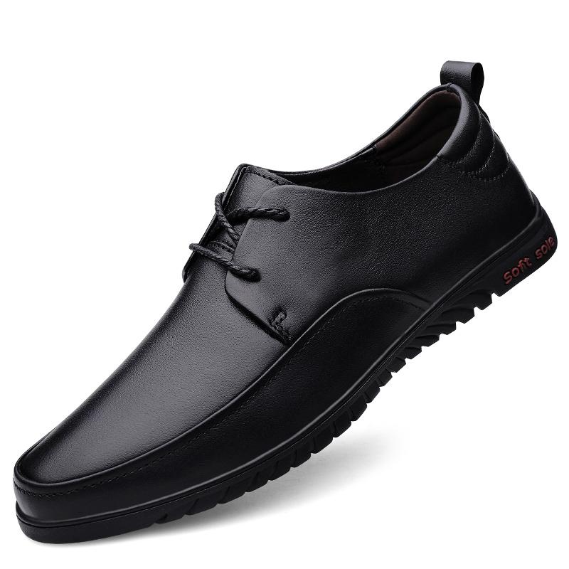 Fashion Genuine Leather Men Business Shoes Fashion Men's Oxford Shoes Lace-Up Male Breathable Casual Shoes Spring Summer  Flats Sneakers