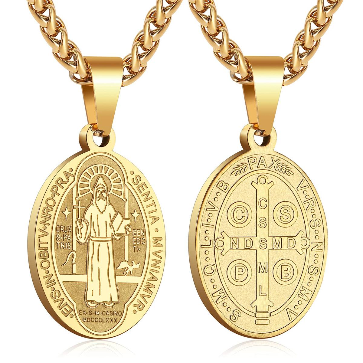 Saint Benedict Medal Pendant Necklace 60CM