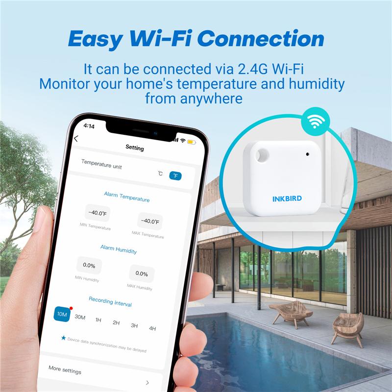 INKBIRD Wi-Fi Smart Sensor for Real-Time Temperature Humidity Monitor Data Logger for Refrigerators Reptile Terrariums,Cellars2