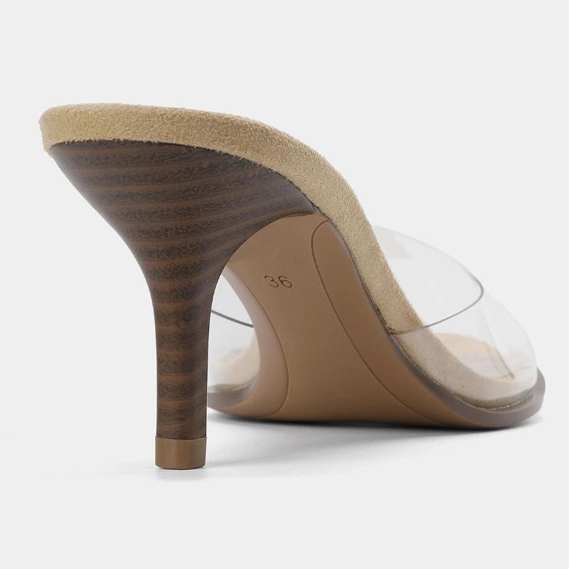 Fashion PVC Transparent Brand High-heeled Slippers Women Summer Sexy Open-toe Slide Sandals Fashion Elegant Wedding Bridal Zapatos Mujer